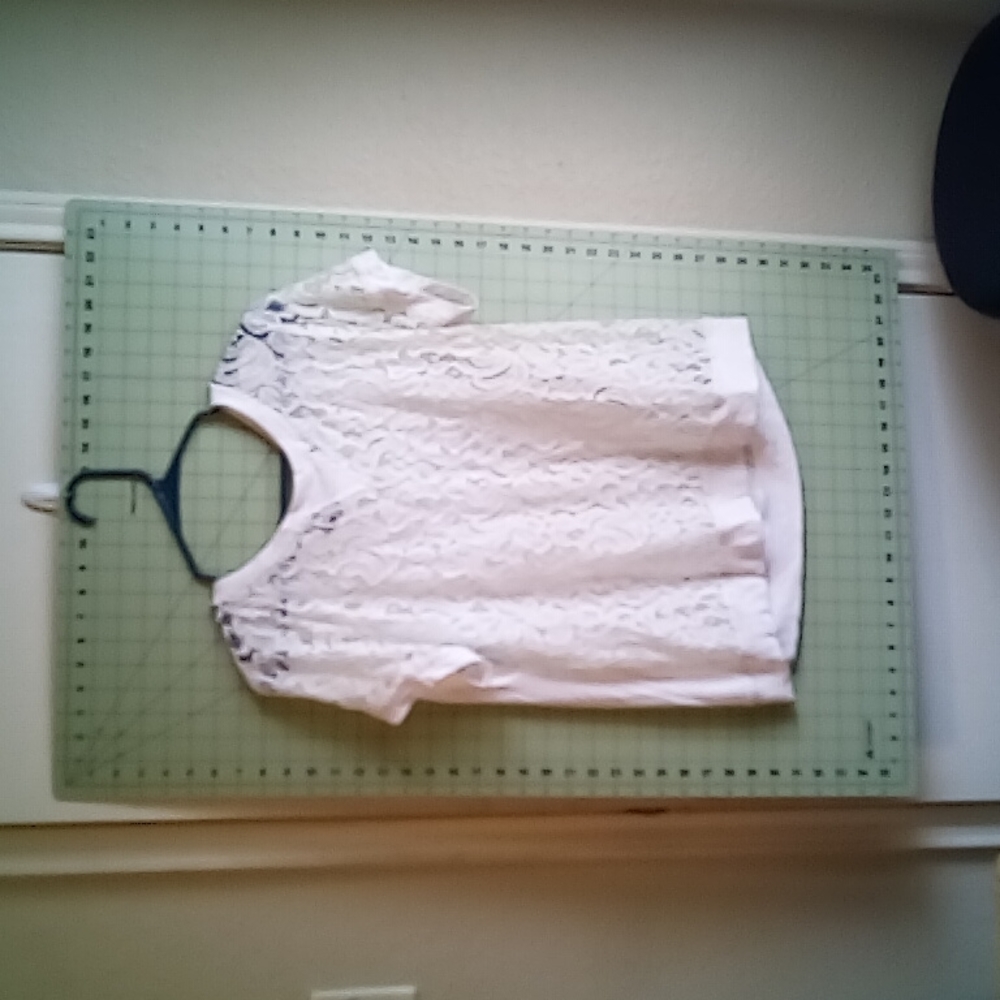 The Limited L laced front white blouse